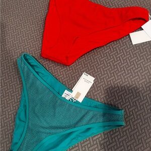 Orange Red and Teal Bikini Bottoms Good American BNWT